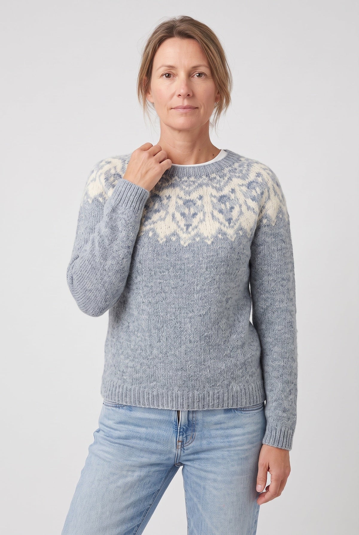 Classic Fair Isle Ribbed Hem Sweater