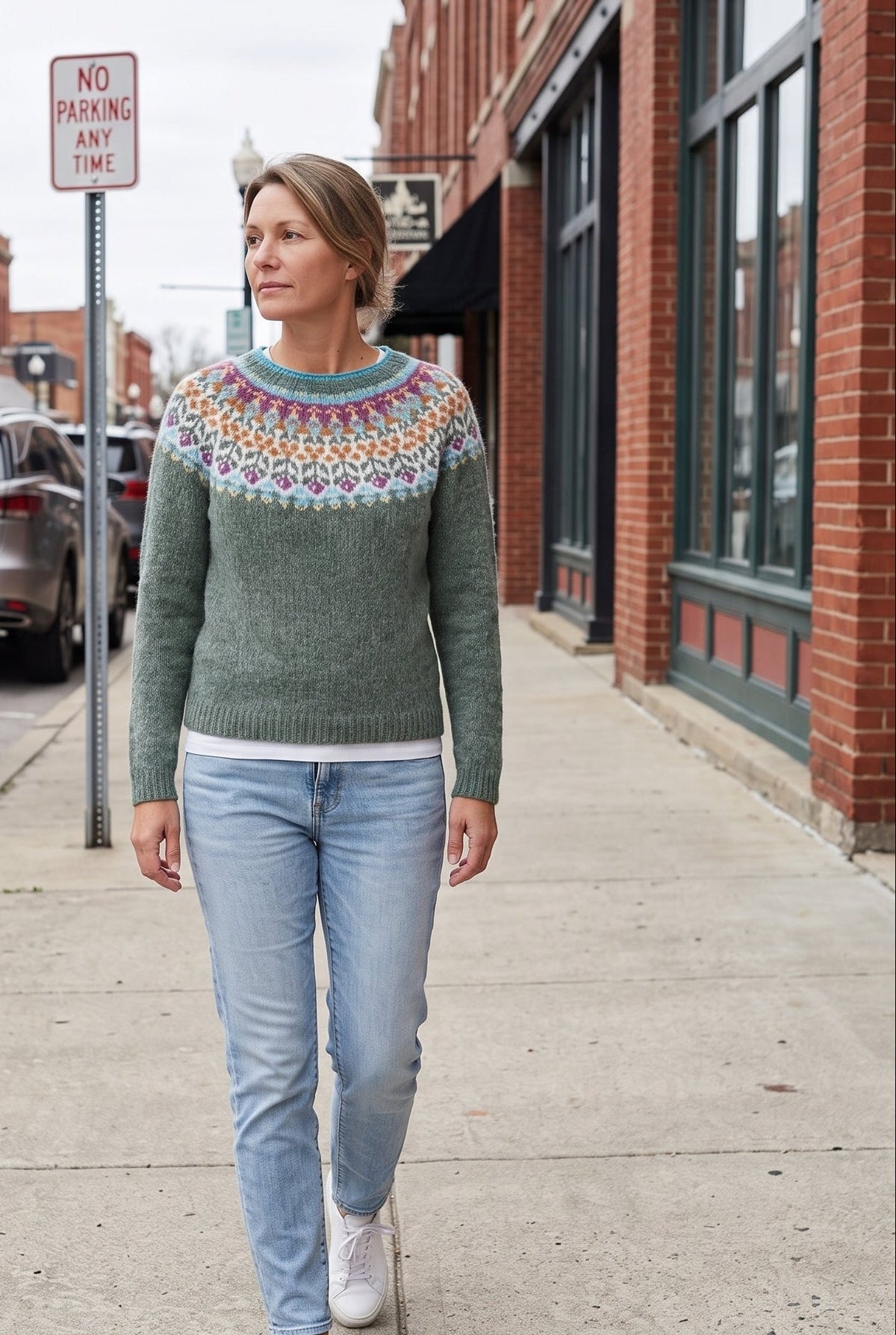 Classic Fair Isle Ribbed Hem Sweater