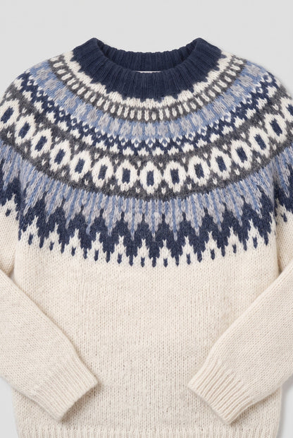 Classic Fair Isle Wool Crew Neck Sweater