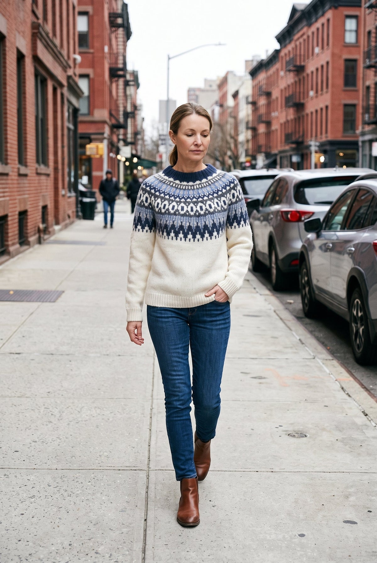 Classic Fair Isle Wool Crew Neck Sweater