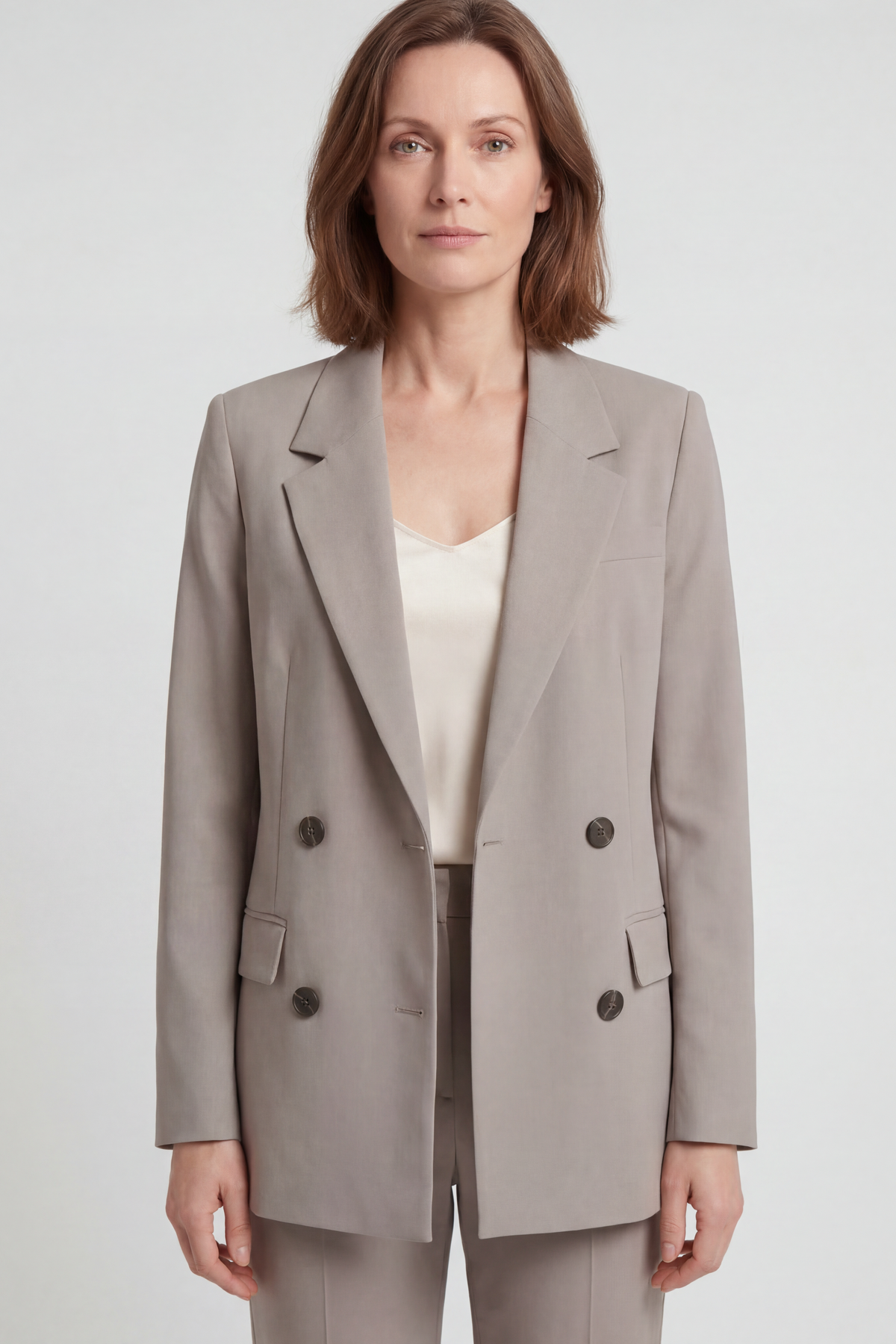 Classic Double-Breasted Wool Blazer Jacket
