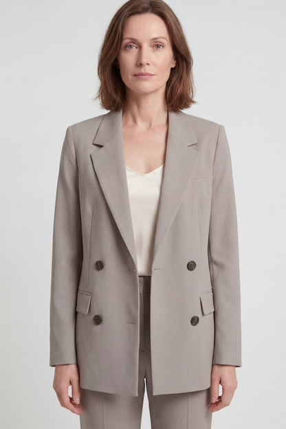 Classic Double-Breasted Wool Blazer Jacket