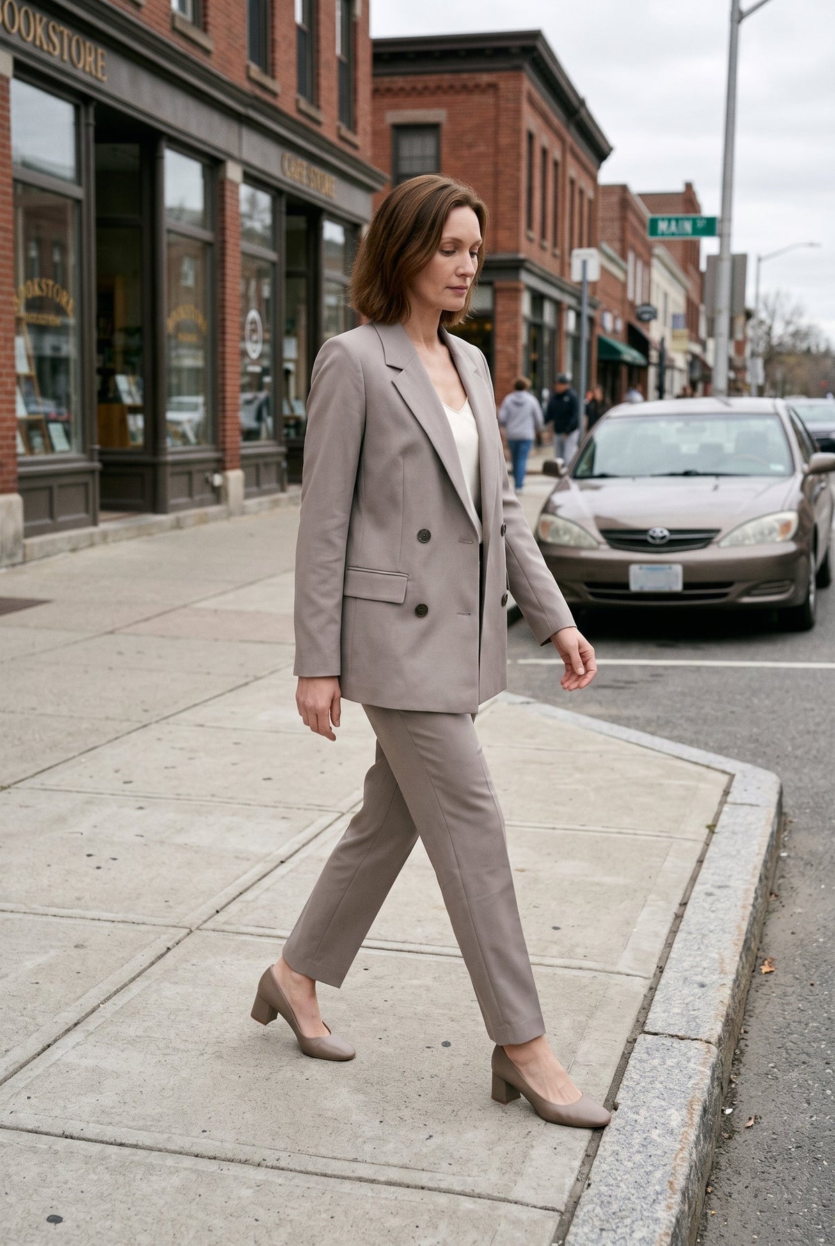 Classic Double-Breasted Wool Blazer Jacket