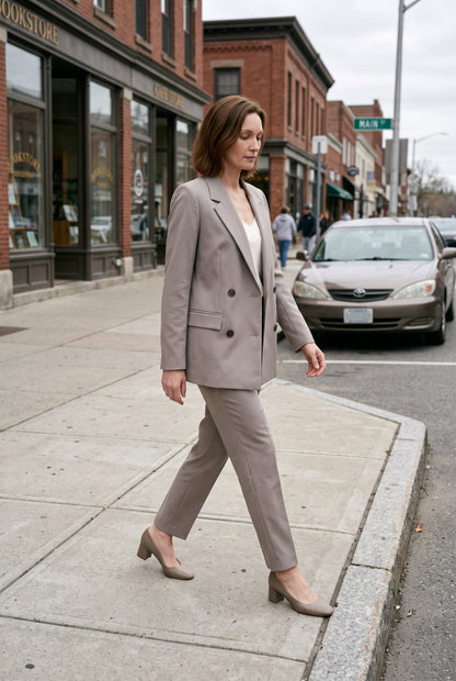Classic Double-Breasted Wool Blazer Jacket