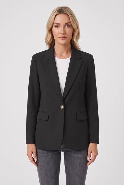 Classic Single Button Notch Lapel Blazer Jacket