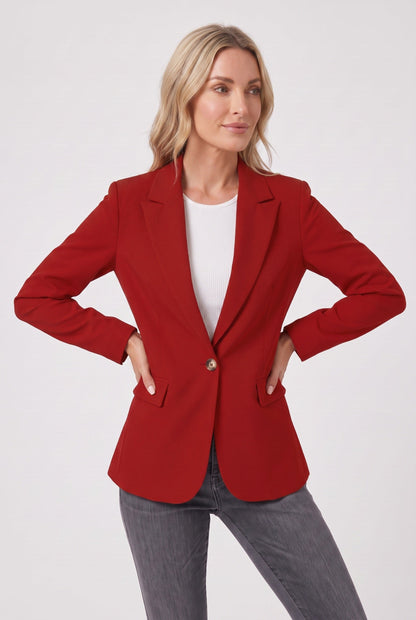 Classic Single Button Notch Lapel Blazer Jacket