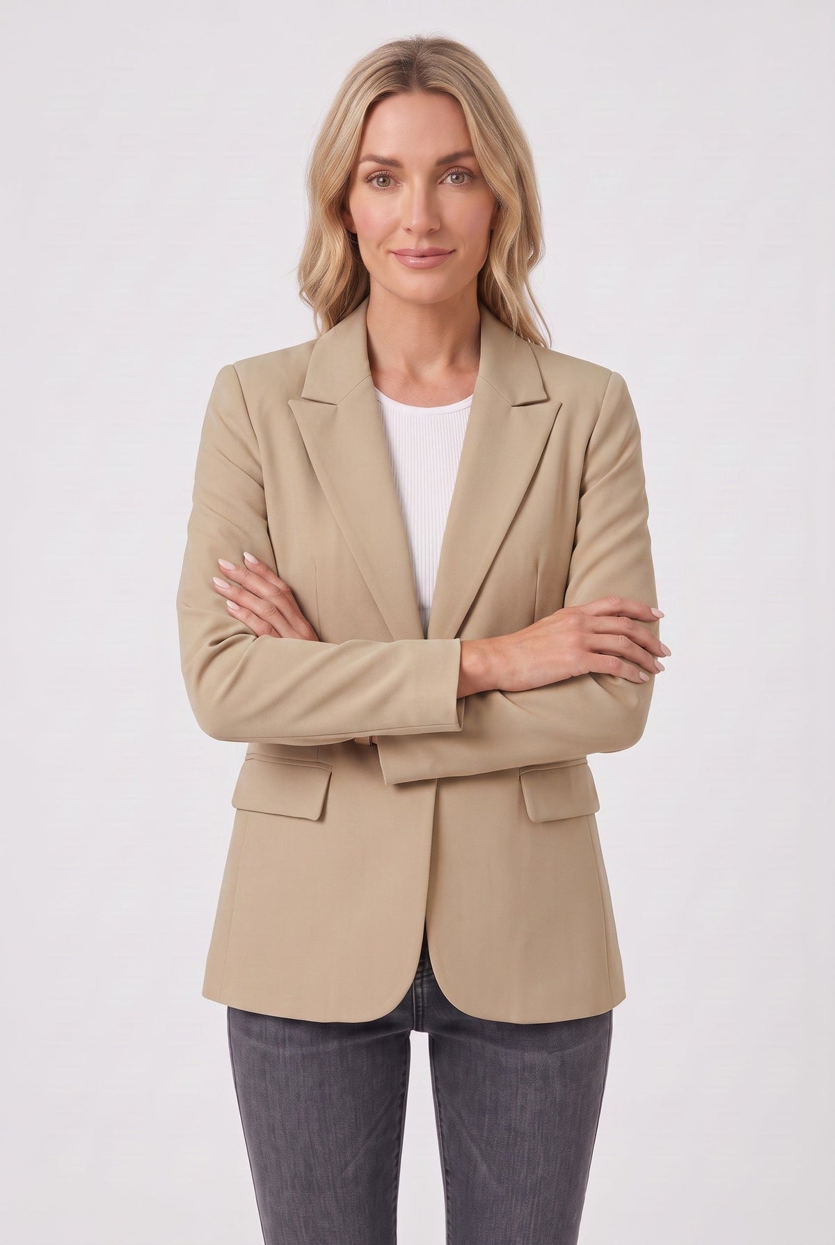 Classic Single Button Notch Lapel Blazer Jacket