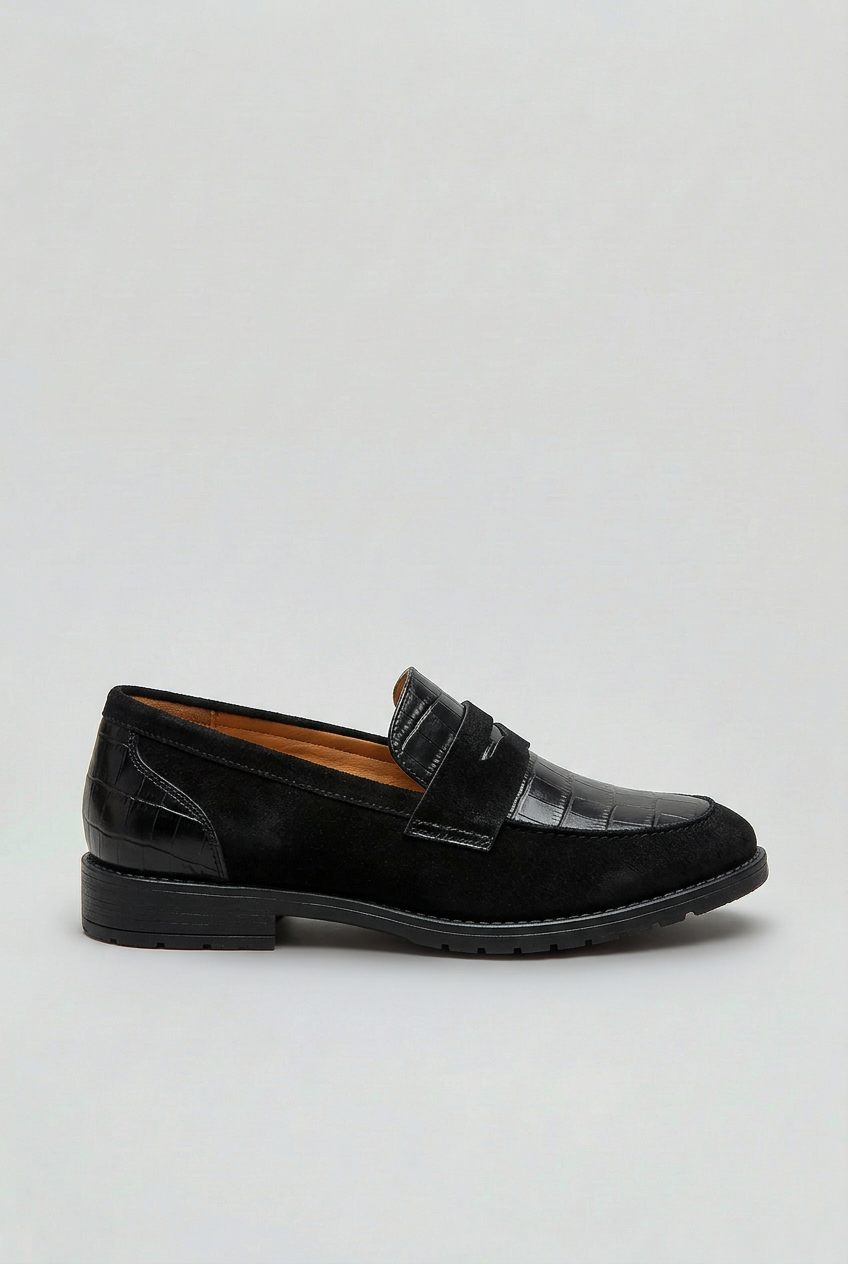 Classic Croc-Embossed Leather Loafers with Lug Sole