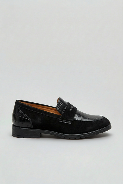 Classic Croc-Embossed Leather Loafers with Lug Sole