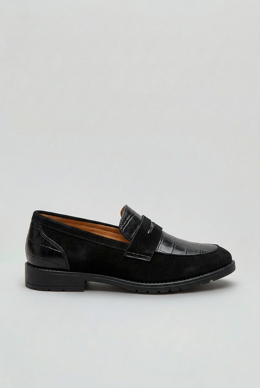 Classic Croc-Embossed Leather Loafers with Lug Sole