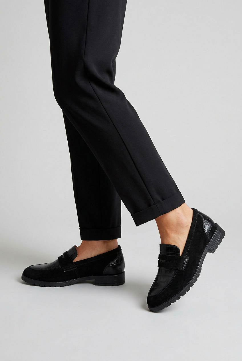 Classic Croc-Embossed Leather Loafers with Lug Sole
