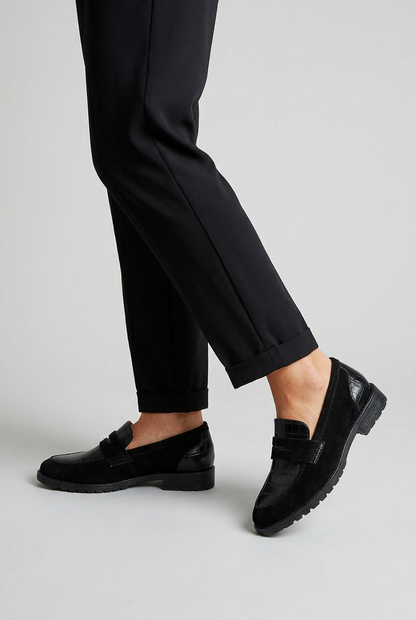 Classic Croc-Embossed Leather Loafers with Lug Sole