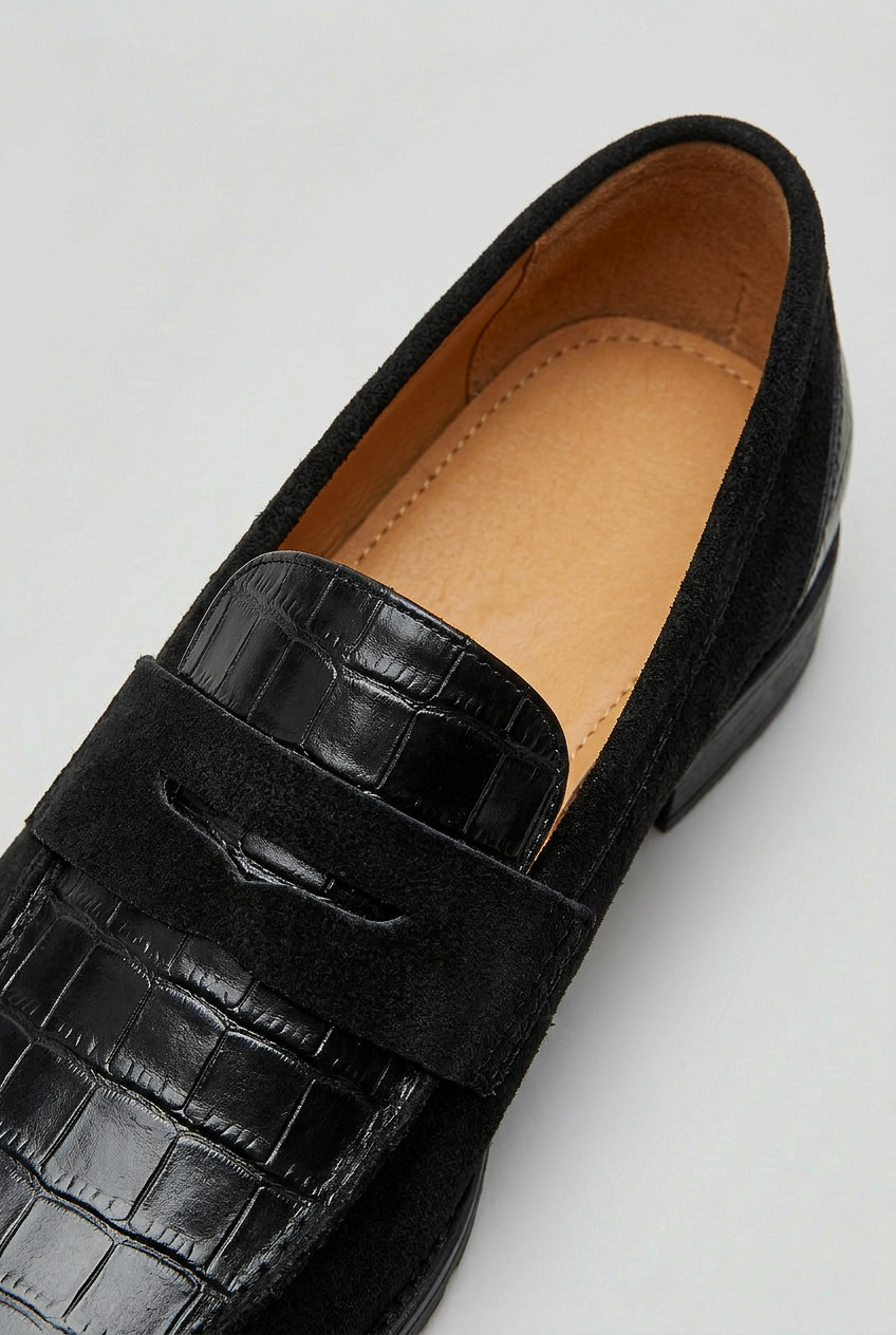 Classic Croc-Embossed Leather Loafers with Lug Sole