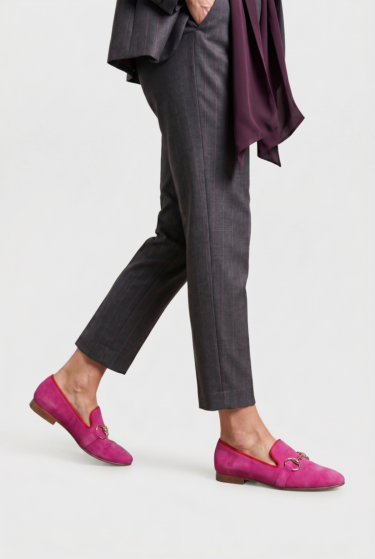 Classic Suede-Look Loafers with Contrast Piping