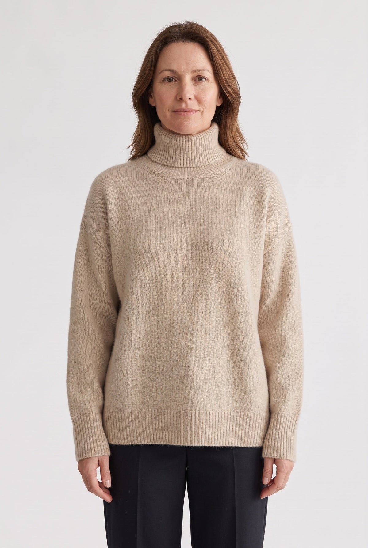 Oversized Ribbed Trim Turtleneck Sweater