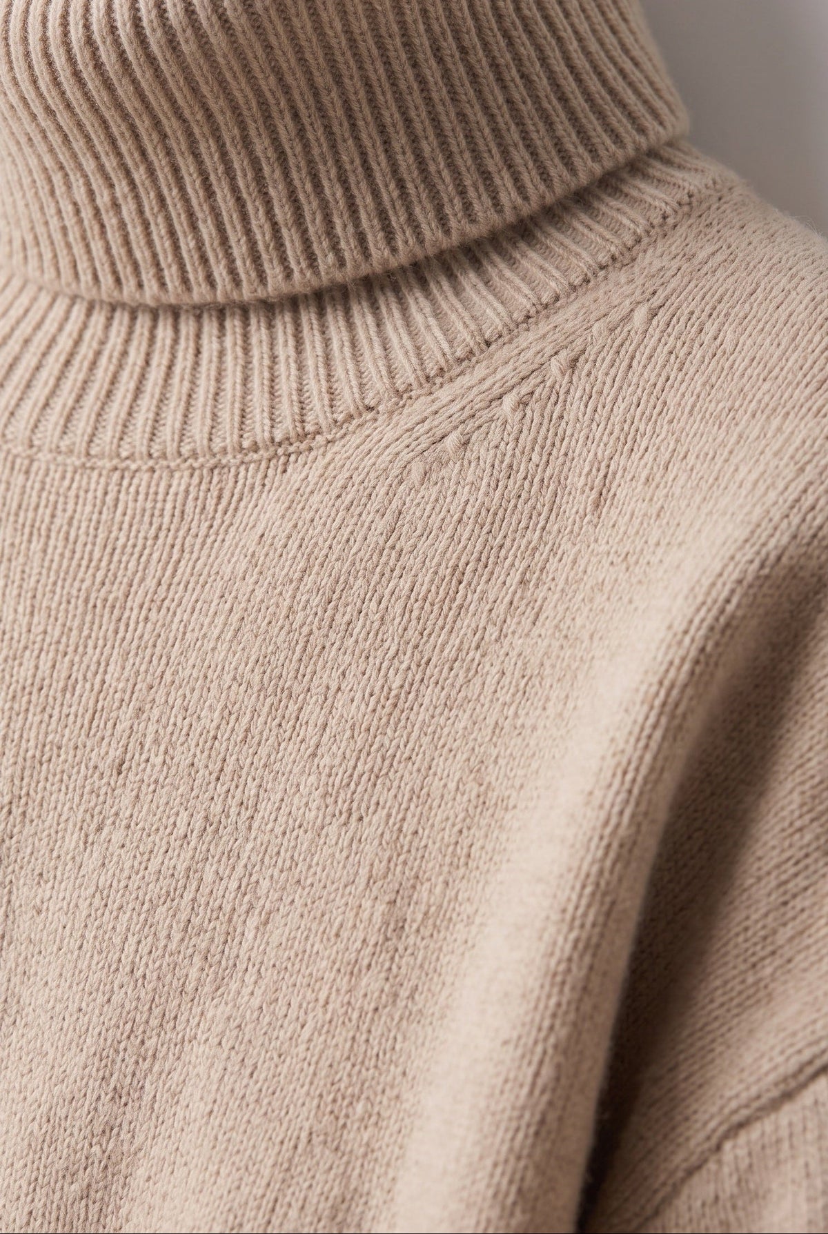 Oversized Ribbed Trim Turtleneck Sweater