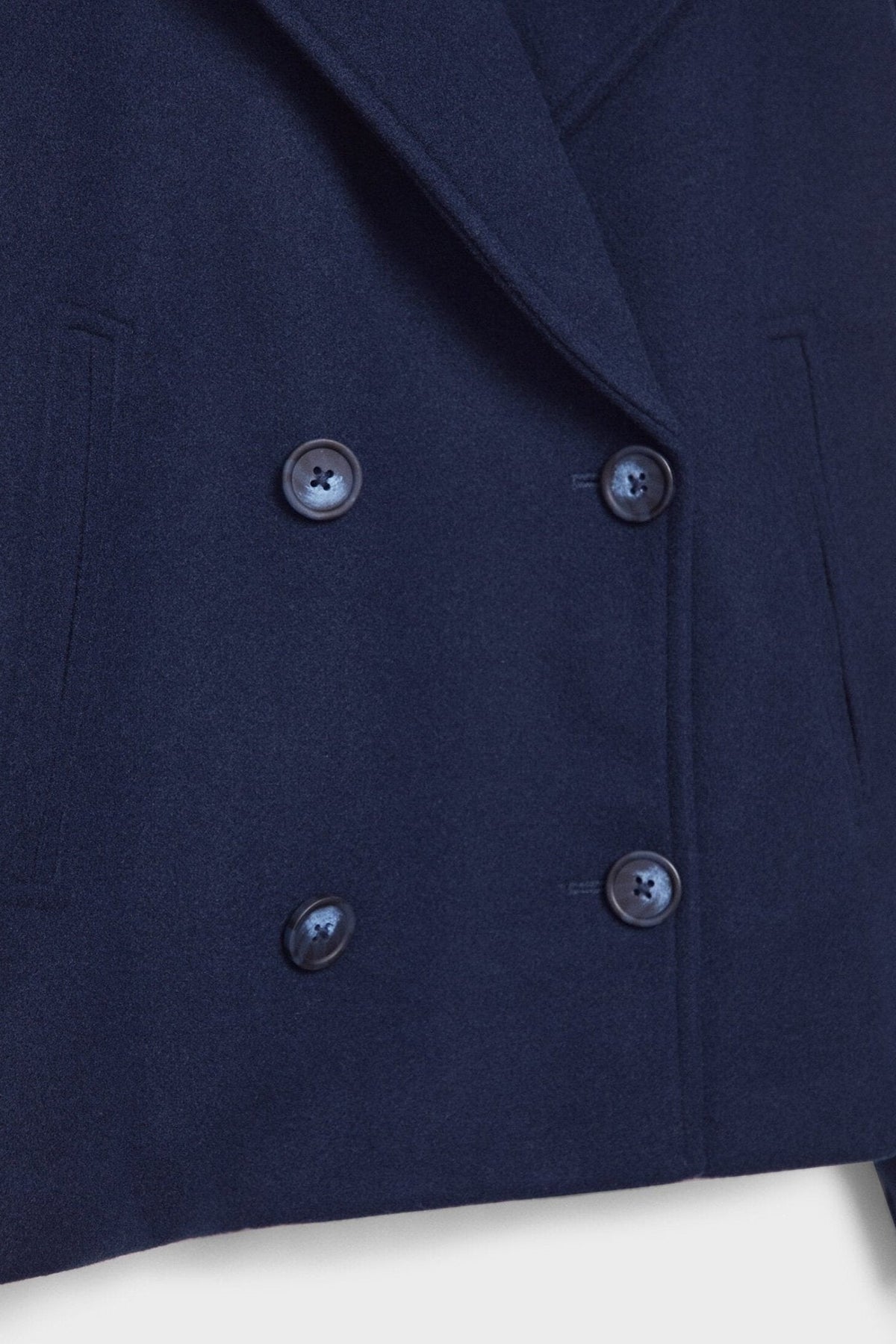 Classic Double-Breasted Cropped Pea Coat