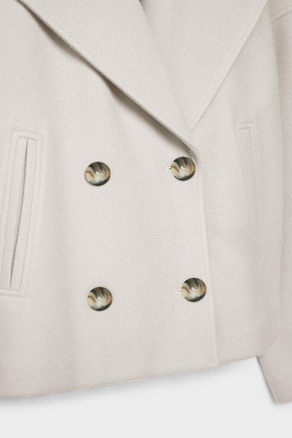 Classic Double-Breasted Cropped Pea Coat