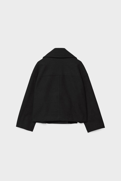 Classic Double-Breasted Cropped Pea Coat