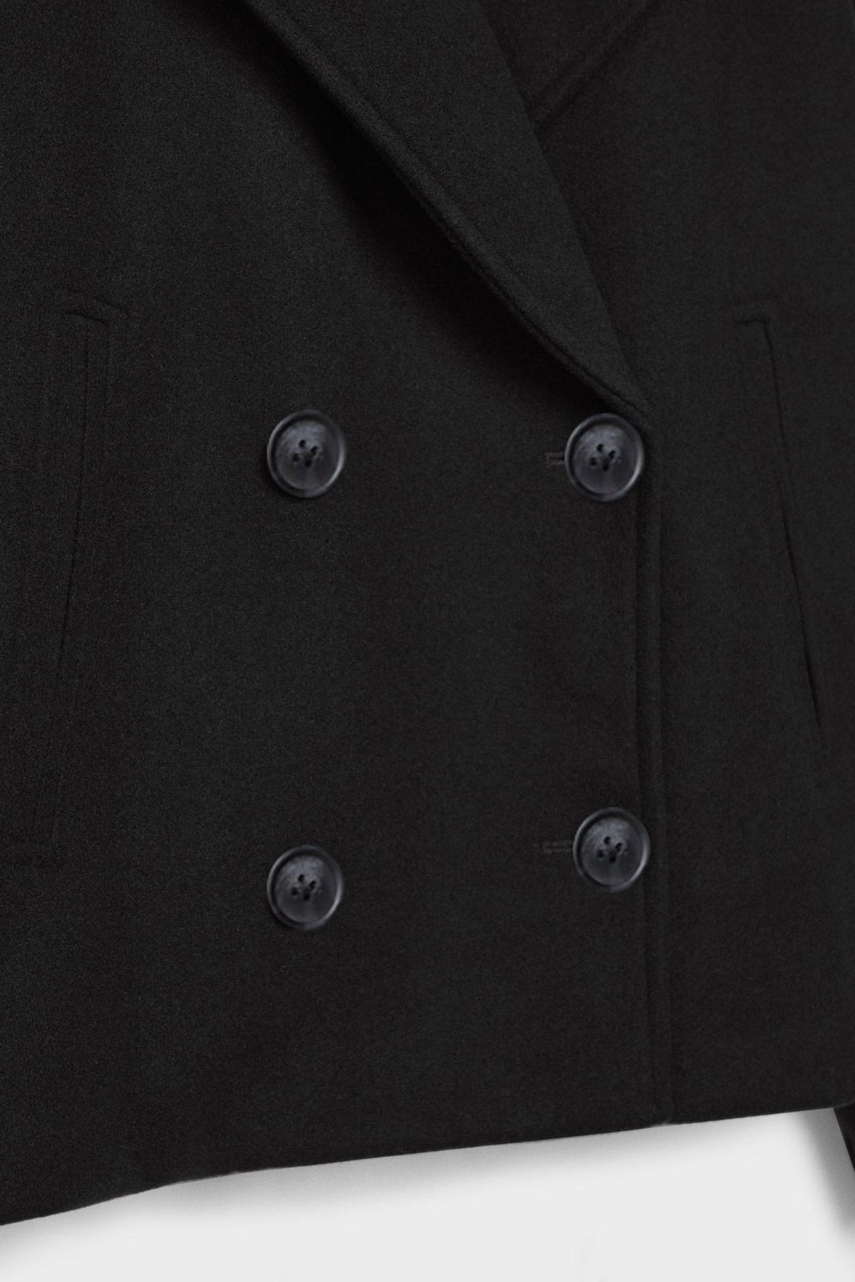 Classic Double-Breasted Cropped Pea Coat