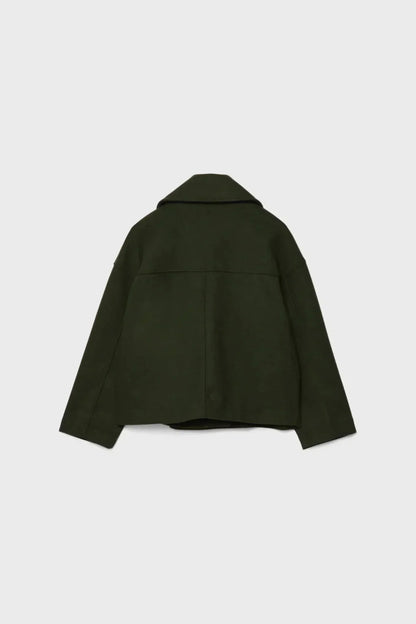 Classic Double-Breasted Cropped Pea Coat