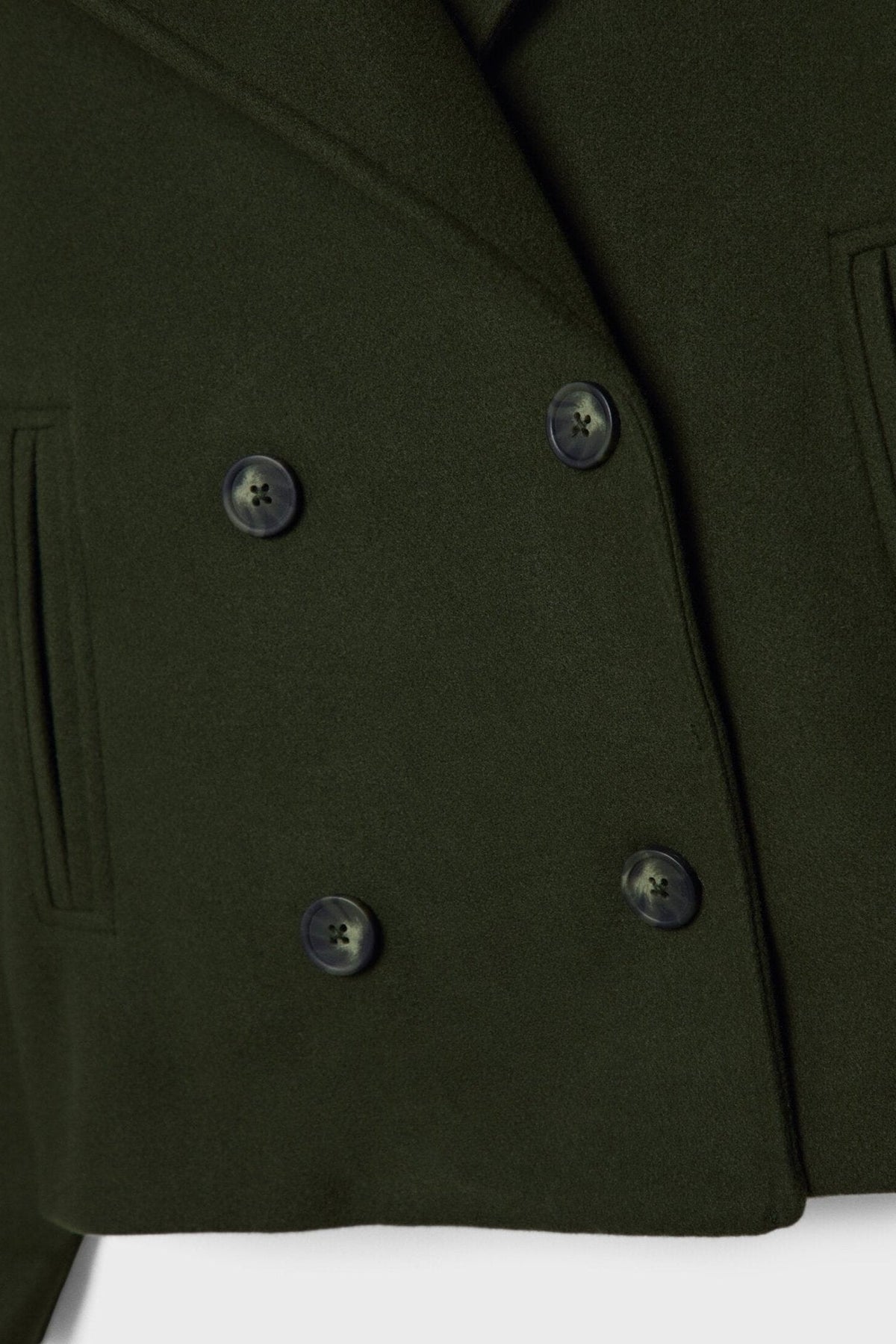 Classic Double-Breasted Cropped Pea Coat