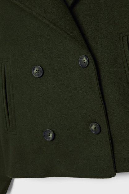 Classic Double-Breasted Cropped Pea Coat