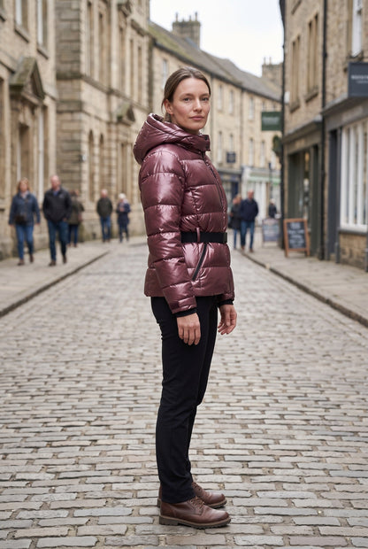 Classic Hooded Belted Waist Puffer Jacket