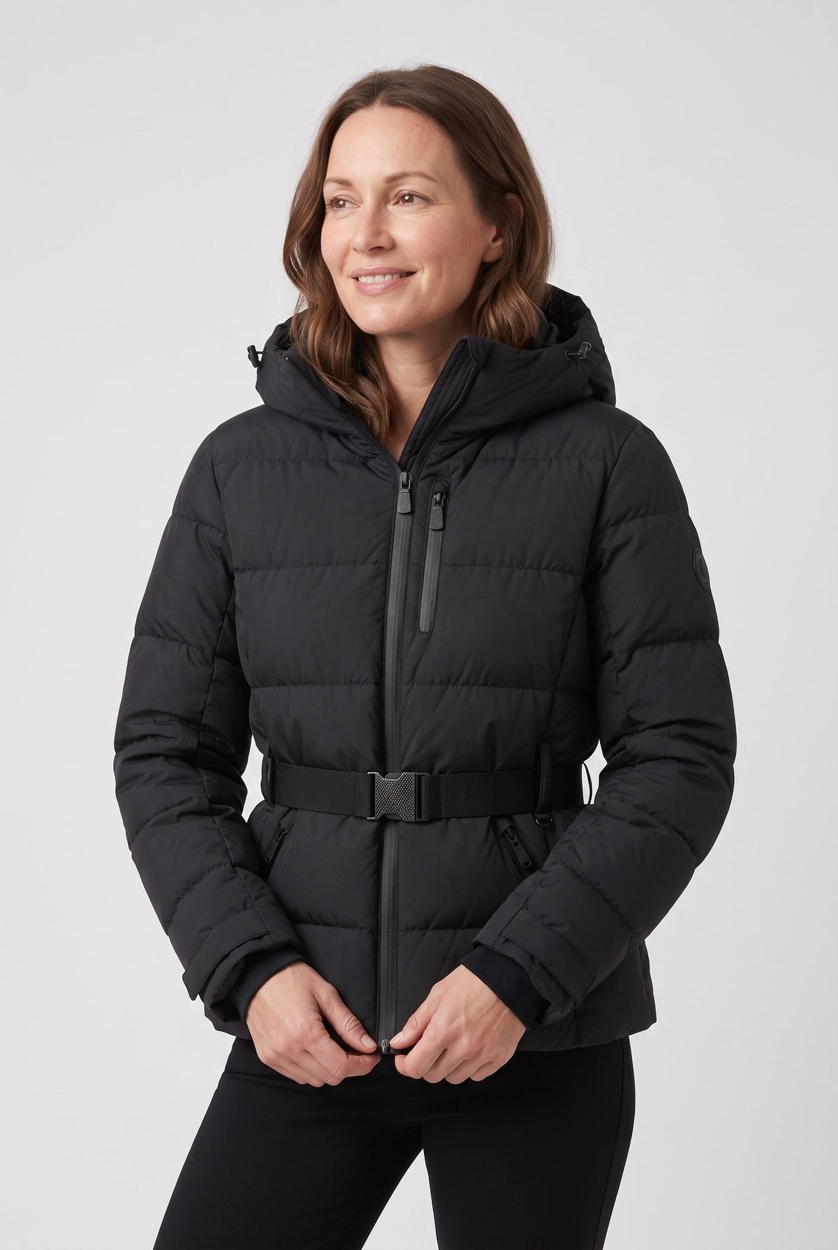 Classic Hooded Belted Waist Puffer Jacket