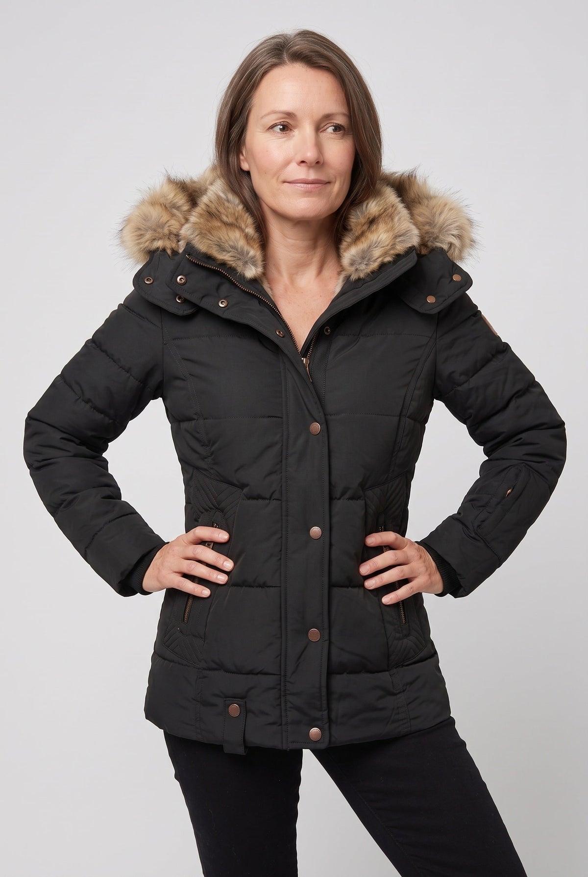 Classic Faux Fur Hood Puffer Jacket