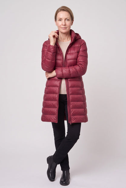 Classic Longline Hooded Puffer Jacket with Zip Front