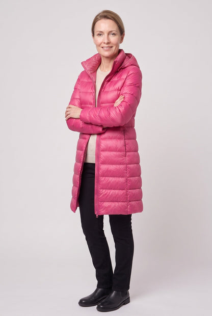 Classic Longline Hooded Puffer Jacket with Zip Front