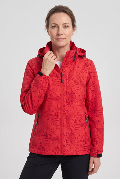 Casual Hooded Rain Jacket with Leaf Print
