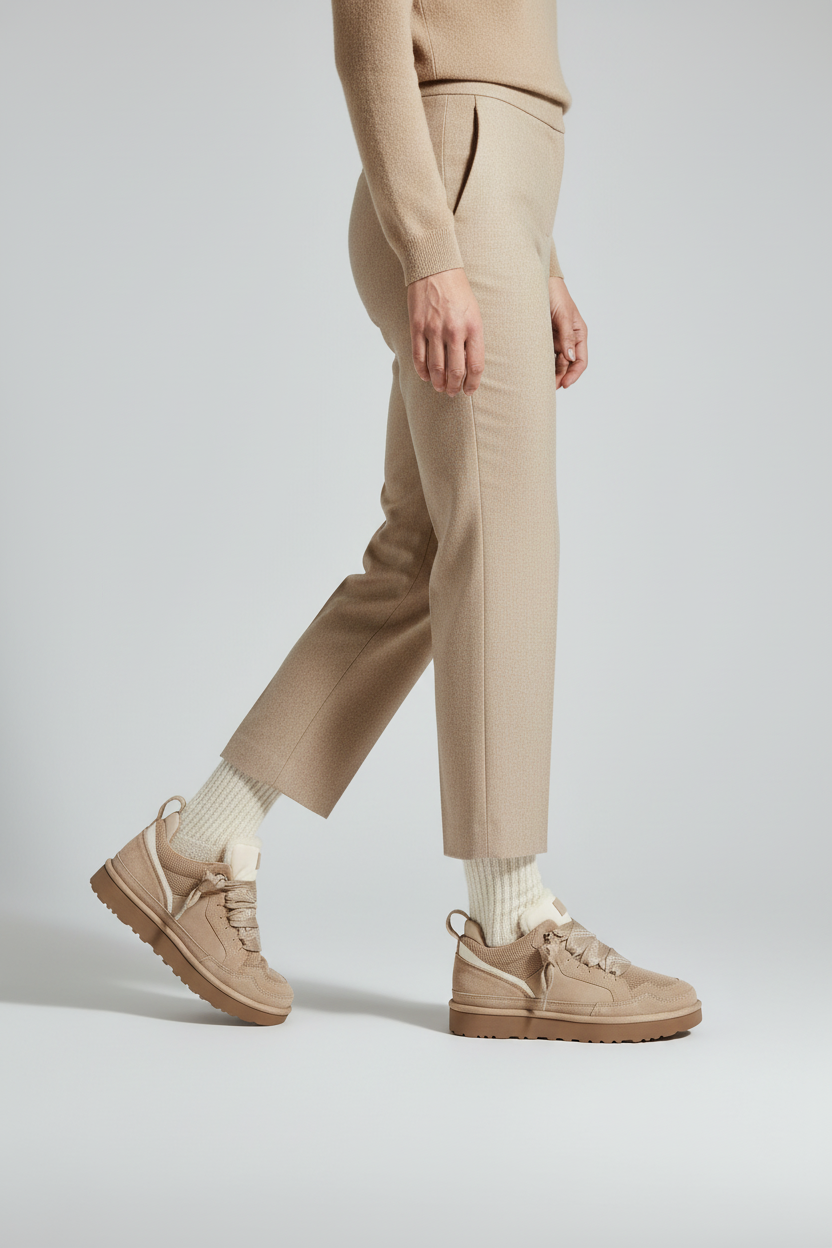 Casual Faux Shearling Collar Sneakers with Lug Sole