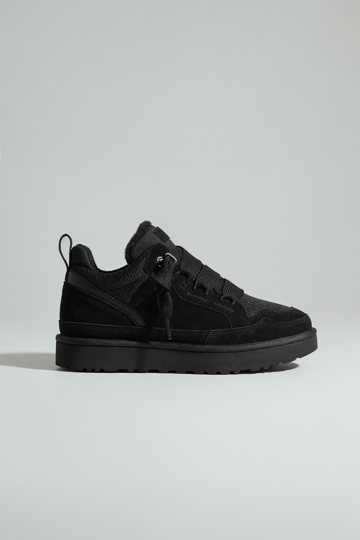Casual Faux Shearling Collar Sneakers with Lug Sole