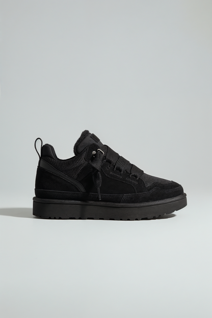Casual Faux Shearling Collar Sneakers with Lug Sole