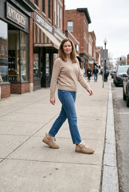 Casual Faux Shearling Collar Sneakers with Lug Sole