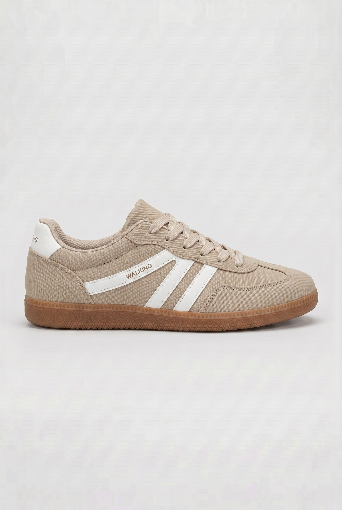 Casual Leather Sneakers with Side Stripes and Gum Sole