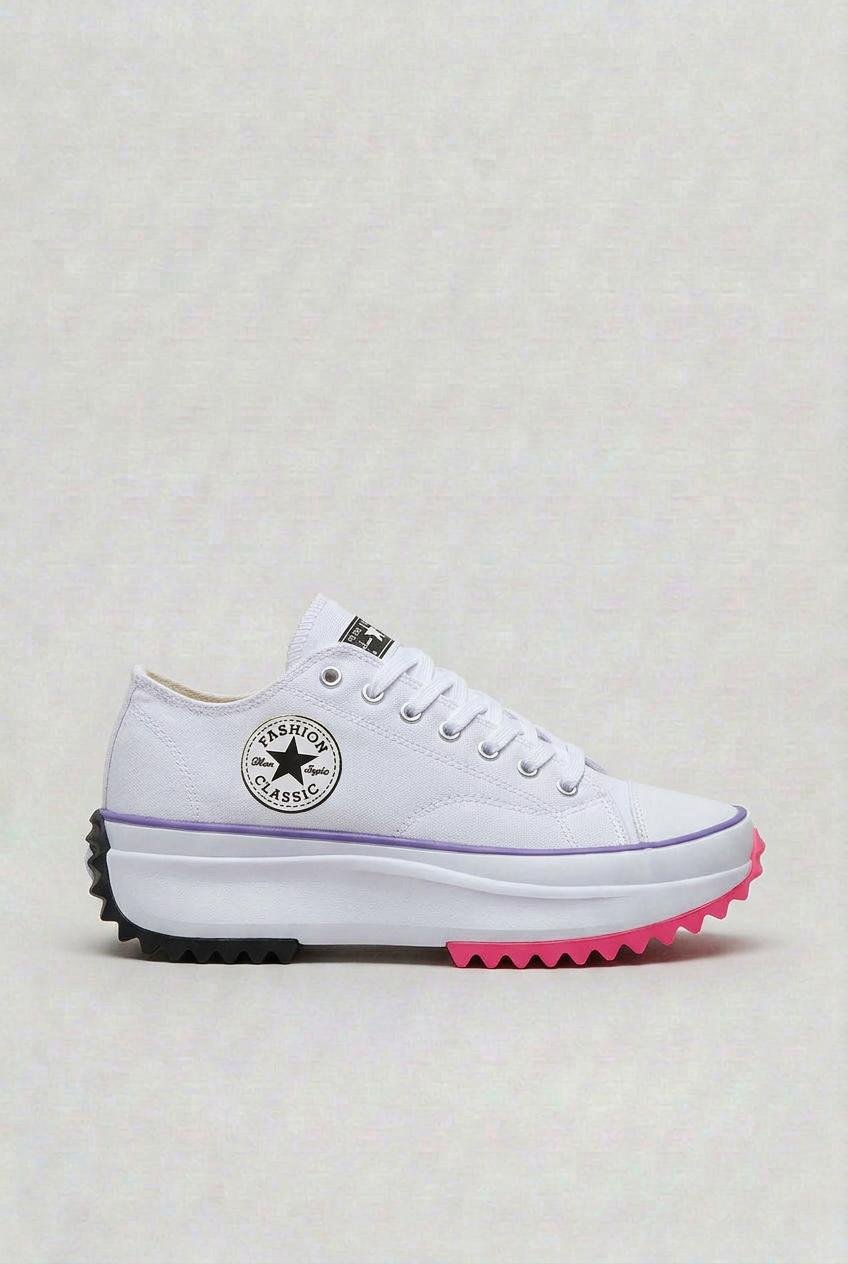 Casual Platform Sole Sneakers with Molded Toe Cap