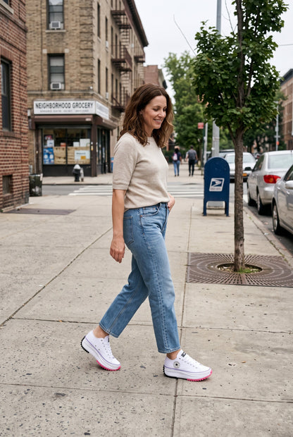 Casual Platform Sole Sneakers with Molded Toe Cap