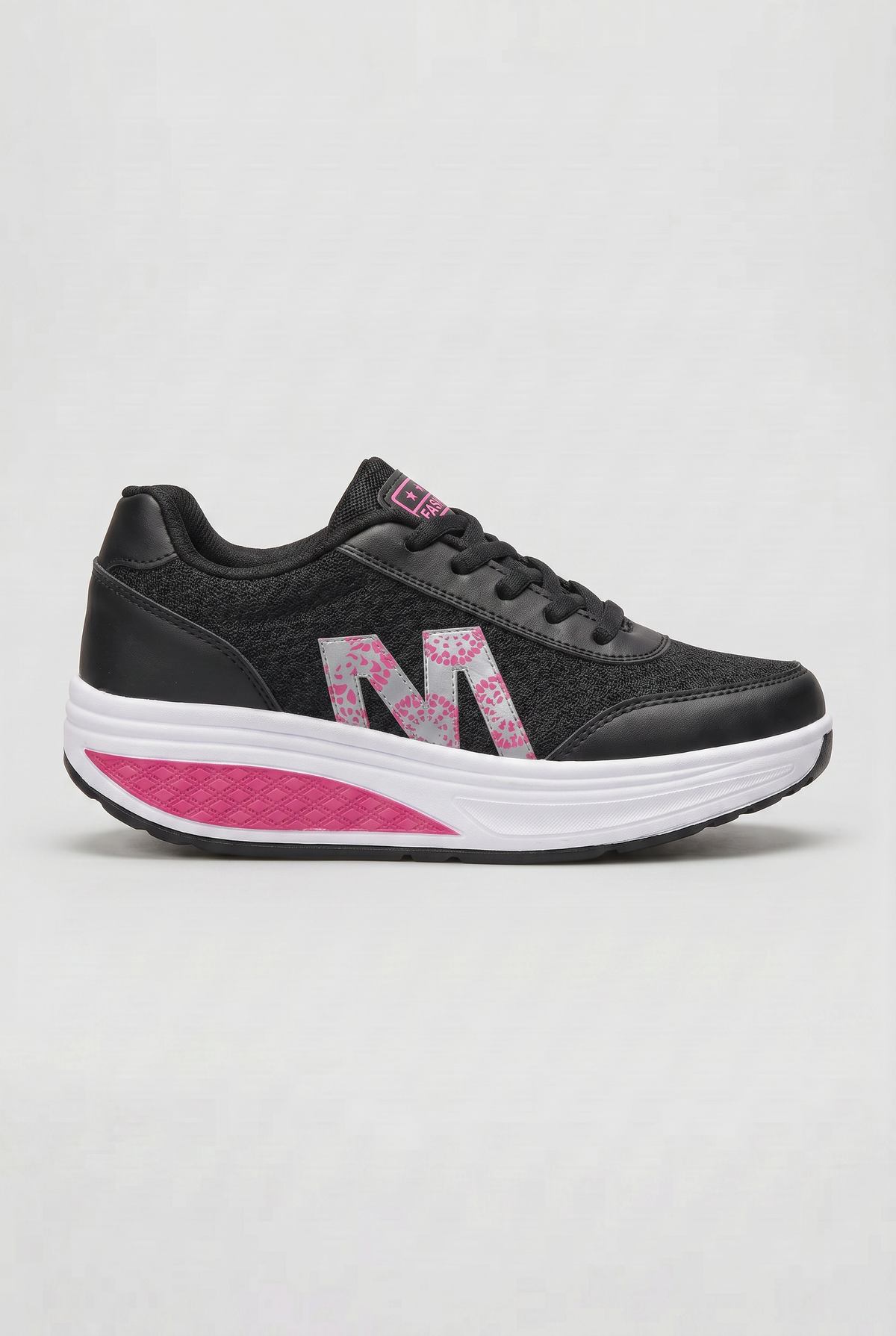 Casual Lace-Up Leather Sneakers with Rocker Sole