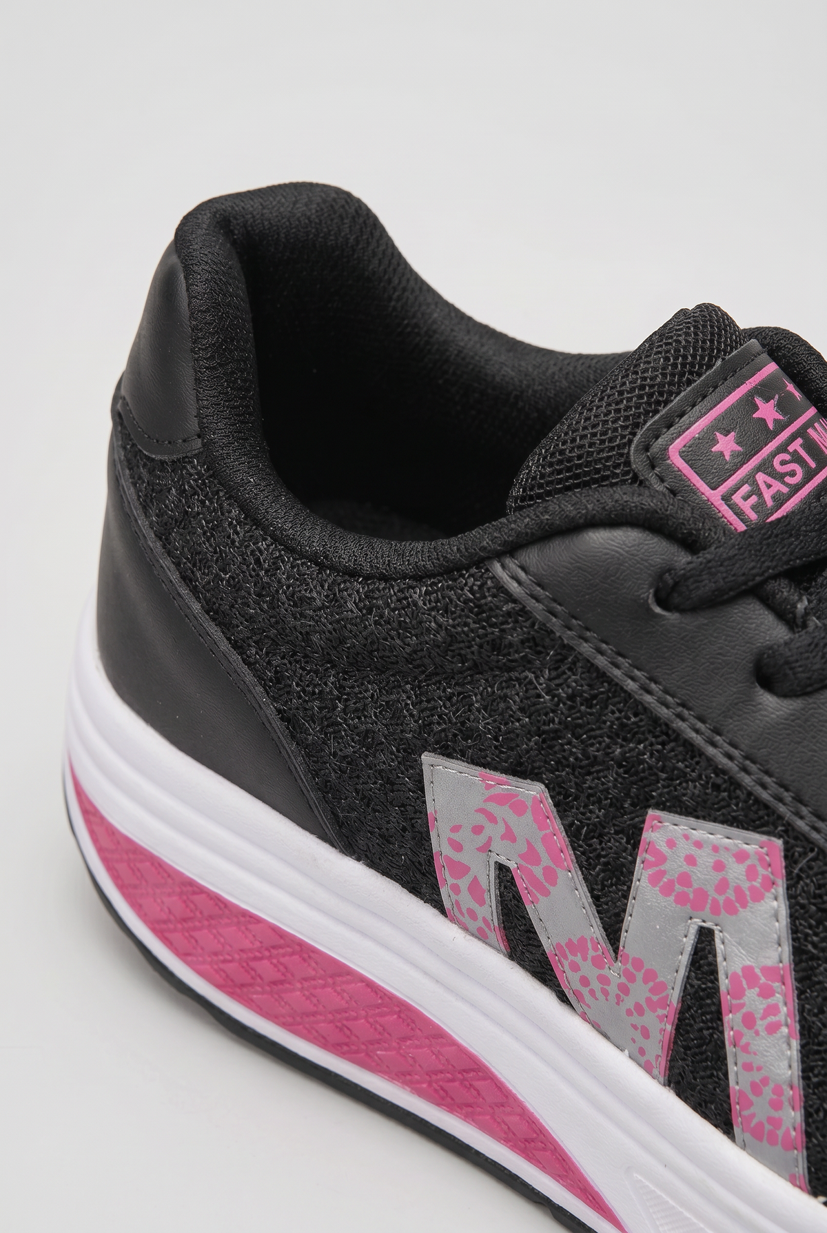 Casual Lace-Up Leather Sneakers with Rocker Sole
