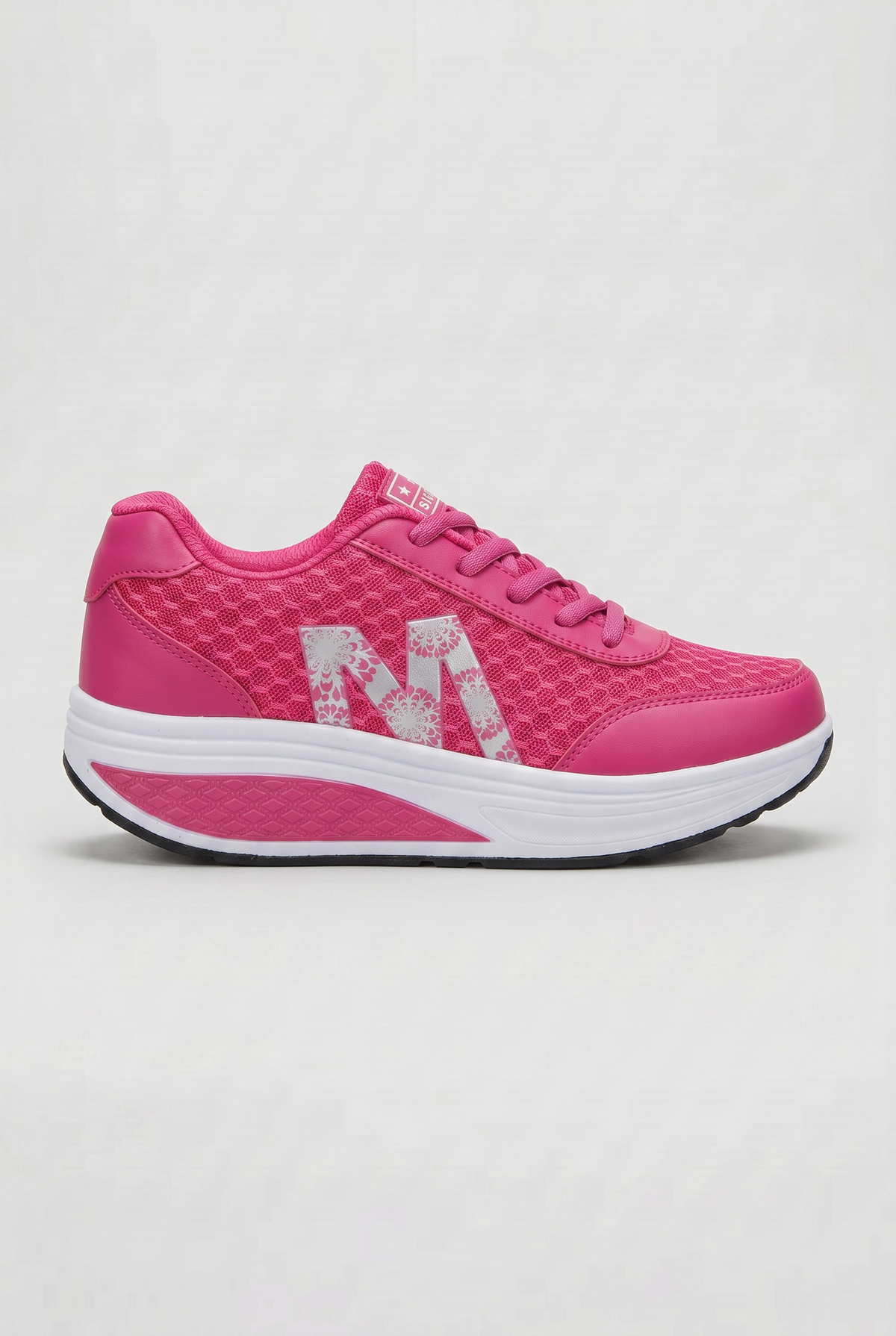 Casual Lace-Up Leather Sneakers with Rocker Sole