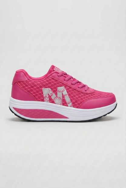Casual Lace-Up Leather Sneakers with Rocker Sole