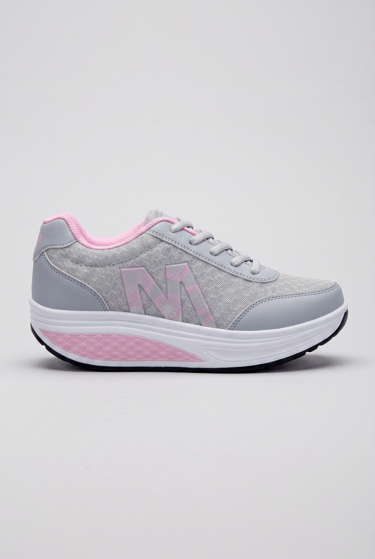 Casual Lace-Up Leather Sneakers with Rocker Sole