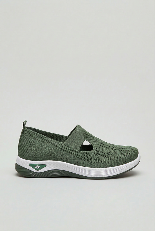 Casual Slip-On Leather Sneakers with Cutout Instep Strap