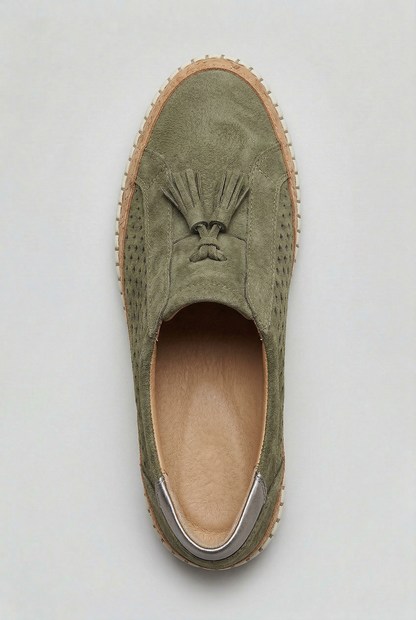 Casual Leather Tassel Slip-On Sneakers