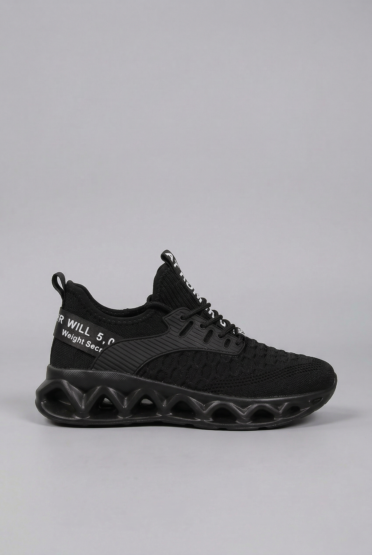 Sporty Knitted Upper Sneakers with Wave Cutout Sole
