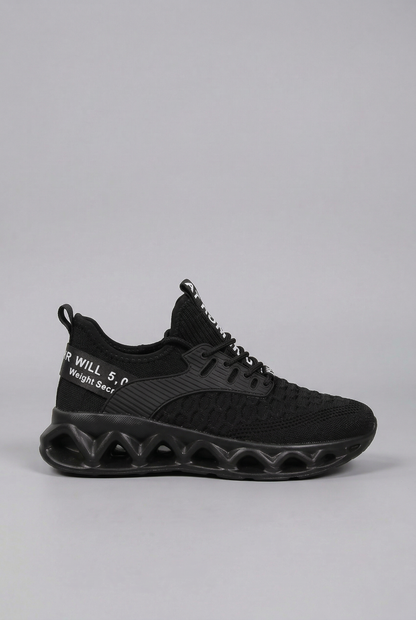 Sporty Knitted Upper Sneakers with Wave Cutout Sole