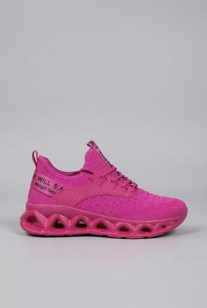 Sporty Knitted Upper Sneakers with Wave Cutout Sole